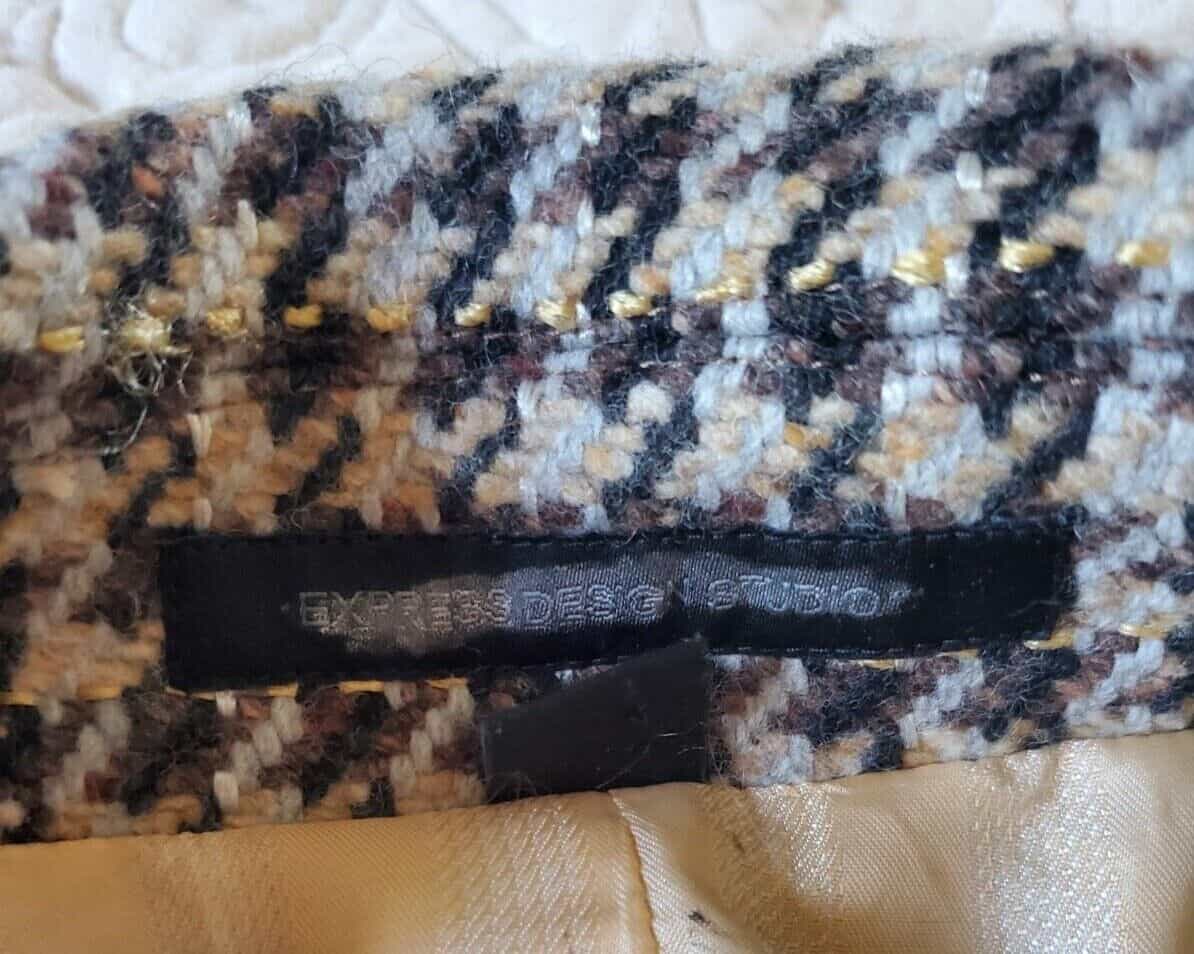 express-design-studio-brown-hounds-tooth-vintage-full-length-coat-size-m