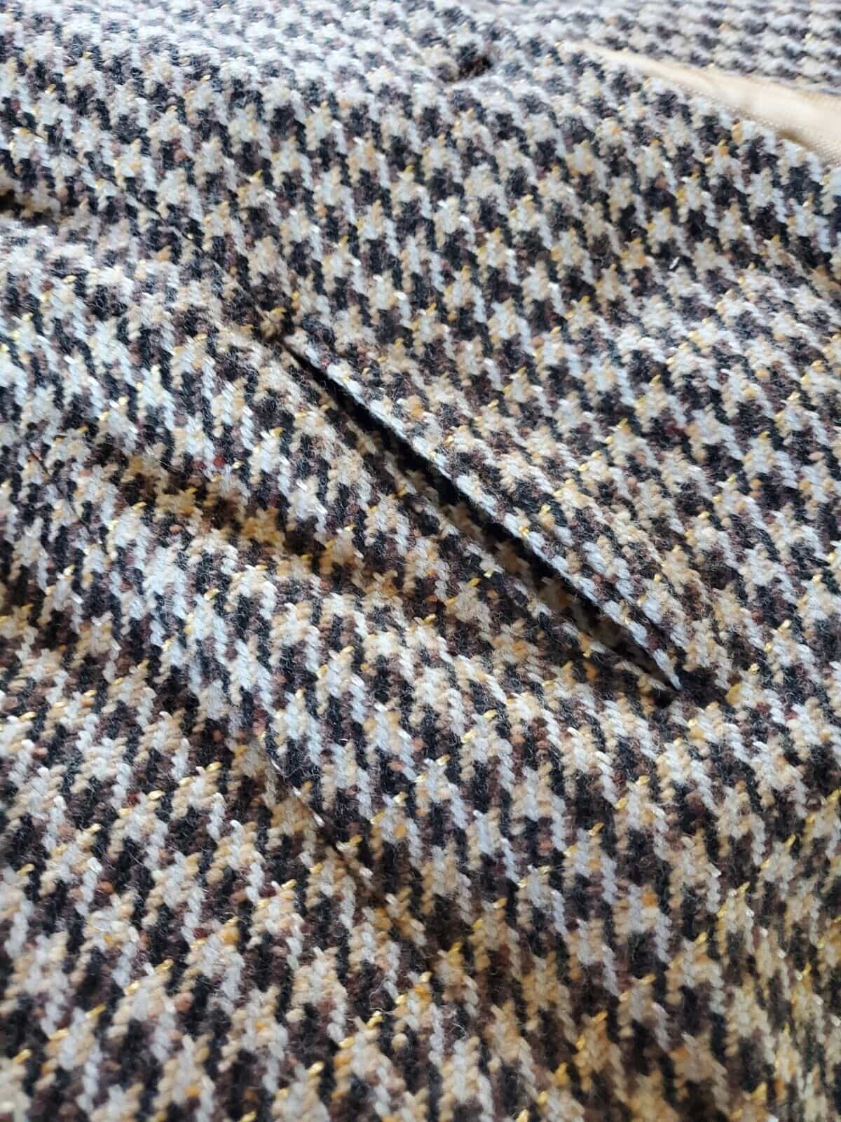 express-design-studio-brown-hounds-tooth-vintage-full-length-coat-size-m