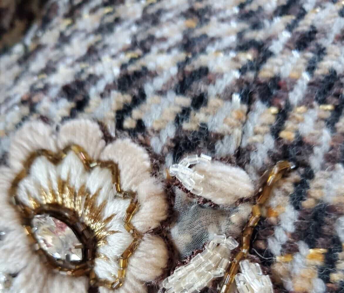 express-design-studio-brown-hounds-tooth-vintage-full-length-coat-size-m