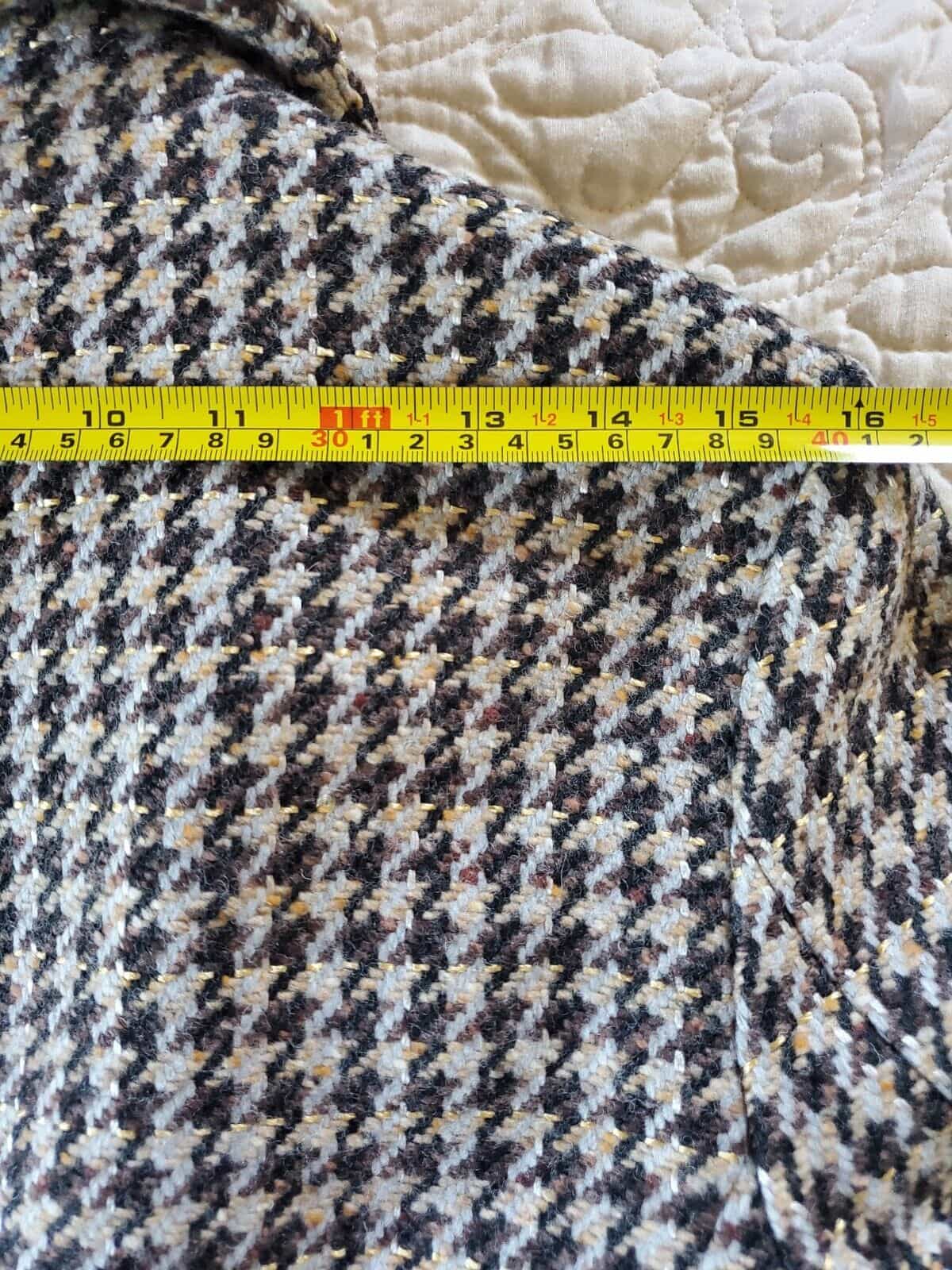 express-design-studio-brown-hounds-tooth-vintage-full-length-coat-size-m