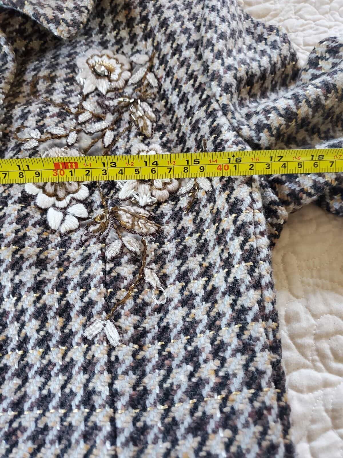 express-design-studio-brown-hounds-tooth-vintage-full-length-coat-size-m