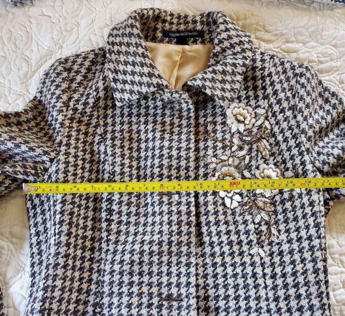 express-design-studio-brown-hounds-tooth-vintage-full-length-coat-size-m