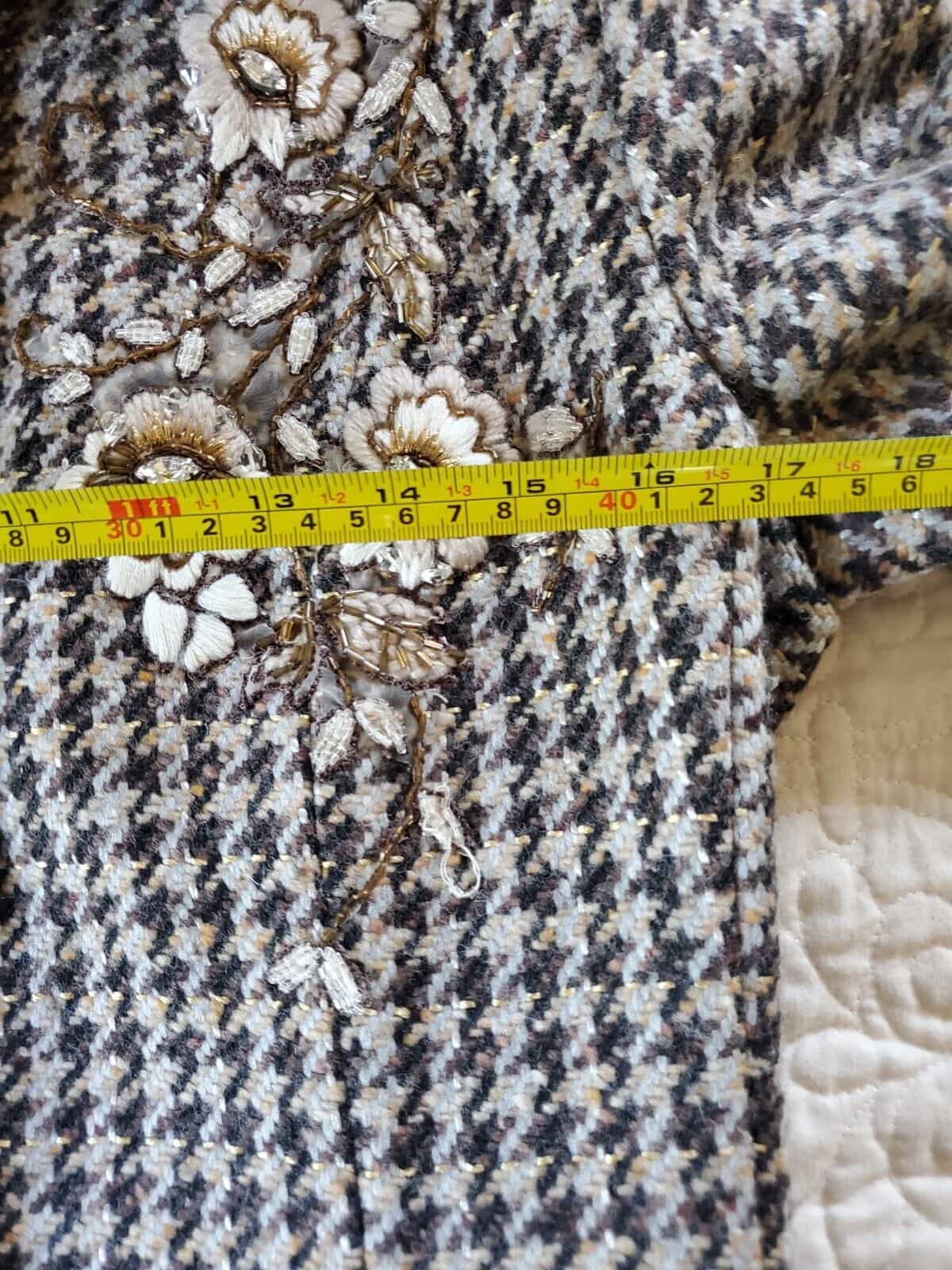 express-design-studio-brown-hounds-tooth-vintage-full-length-coat-size-m