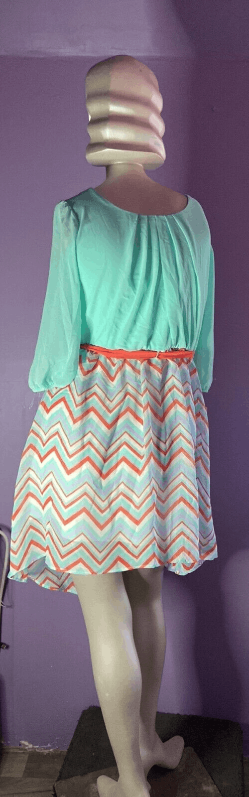 iz-buyer-girl-mint-green-chevron-patten-dress-size-16