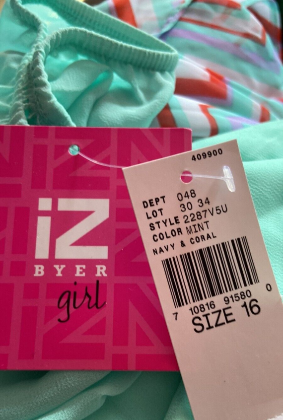iz-buyer-girl-mint-green-chevron-patten-dress-size-16