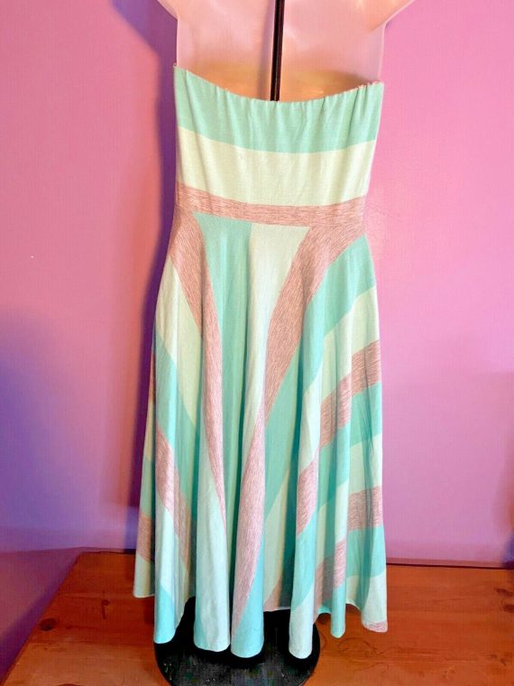 maurices-strapless-dress-gray-teal-stripe-size-m