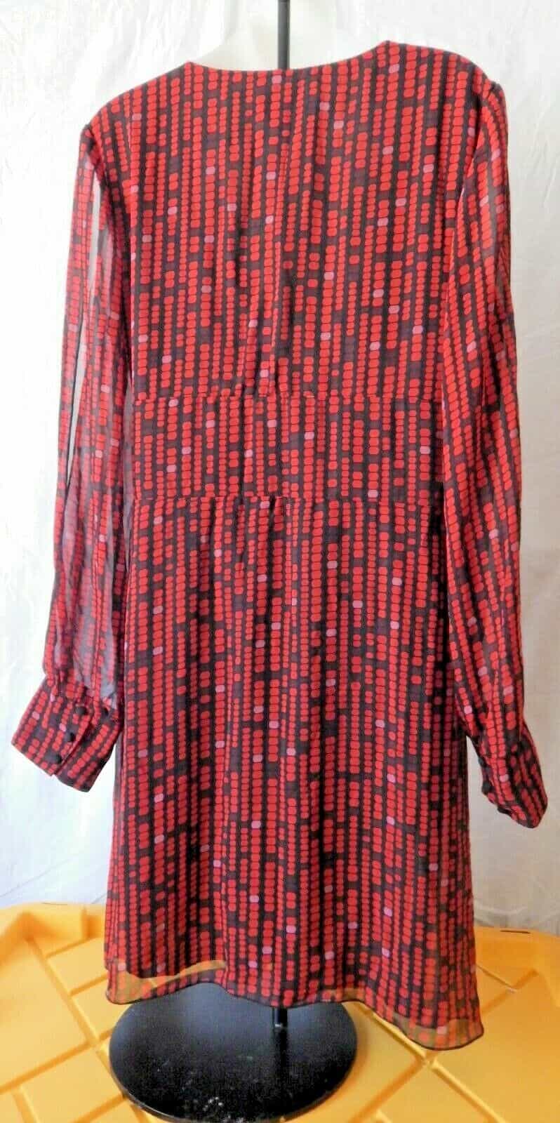 fredericks-of-hollywood-plunging-v-neck-red-black-belted-dress-size-16