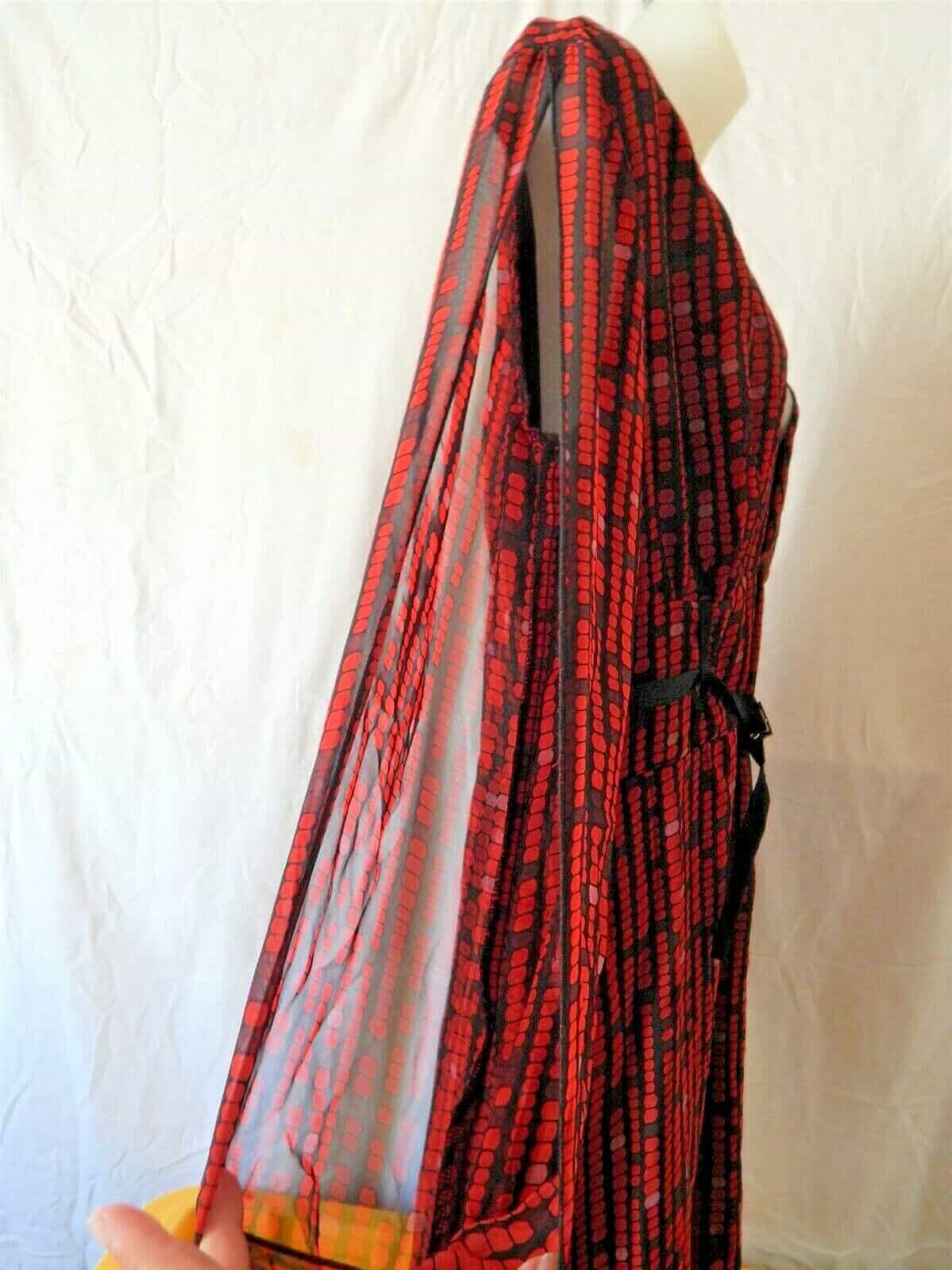 fredericks-of-hollywood-plunging-v-neck-red-black-belted-dress-size-16