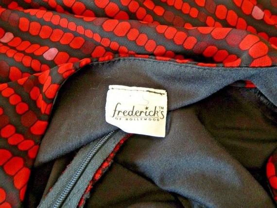 fredericks-of-hollywood-plunging-v-neck-red-black-belted-dress-size-16