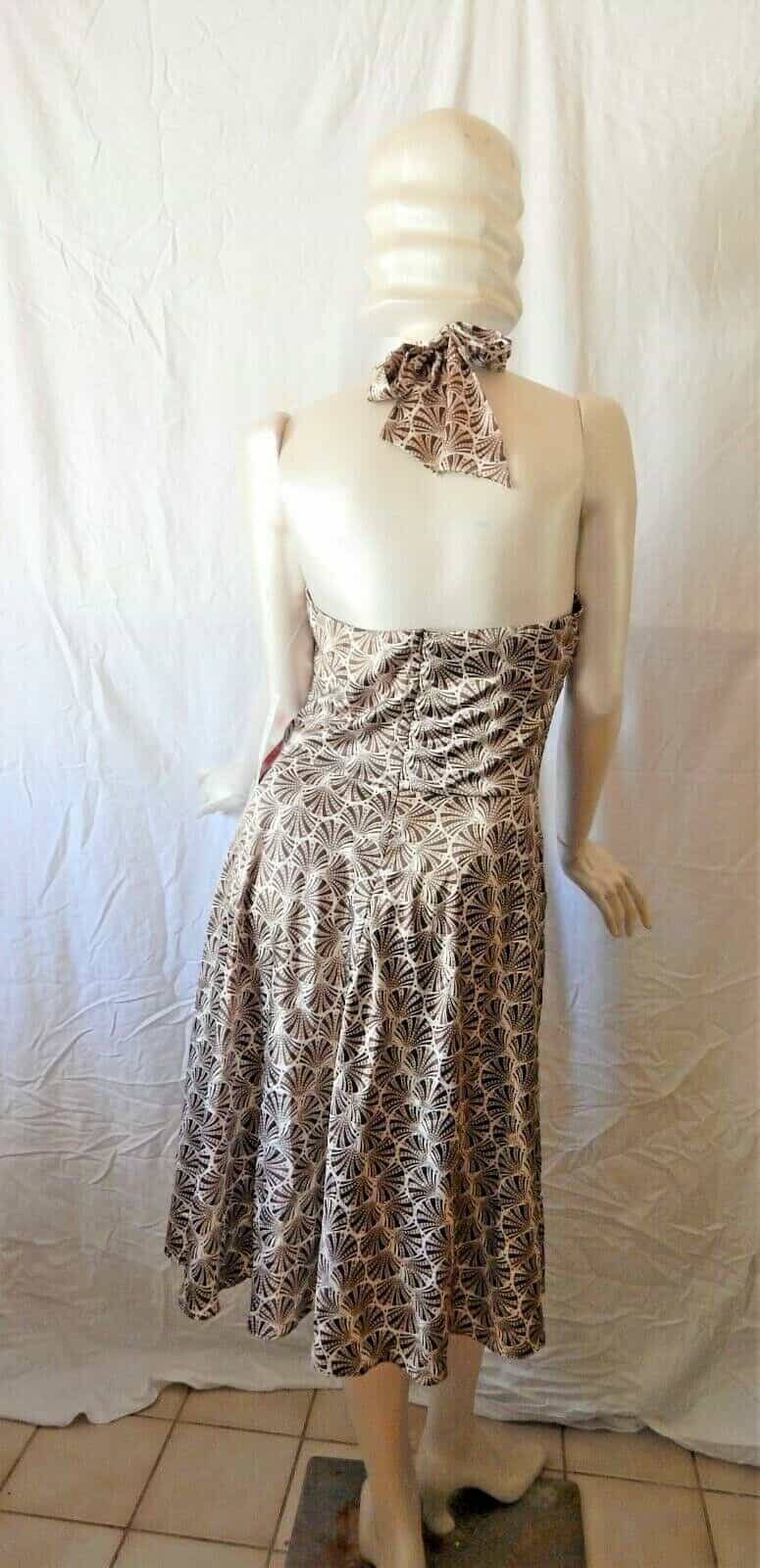 alyn-paige-brown-sea-shell-pattern-halter-dress-size-9-10