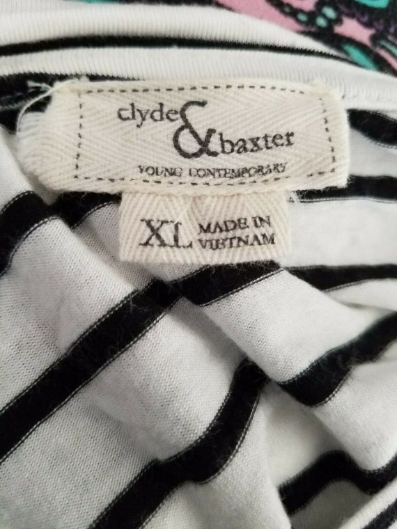 clyde-baxter-womens-black-white-stripe-tee-size-xl