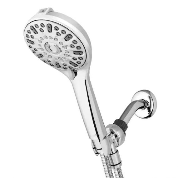 waterpik-qcm-763me-7-spray-patterns-with-1-8-gpm-4-75-in-wall-mount-adjustable-handheld-shower-head-in-chrome