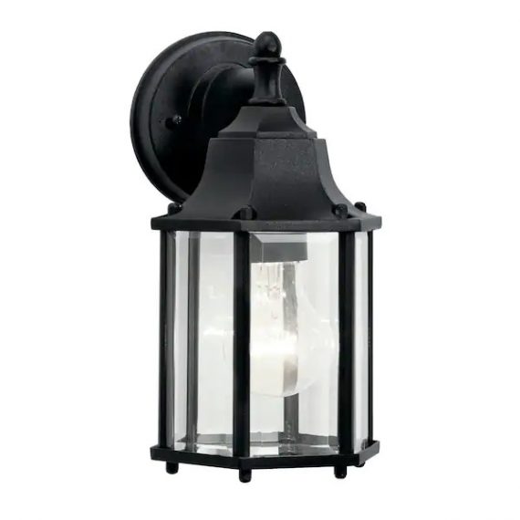 kichler-9774bk-chesapeake-10-25-in-1-light-black-outdoor-light-wall-mount-lantern-with-clear-beveled-glass-panels-1-pack