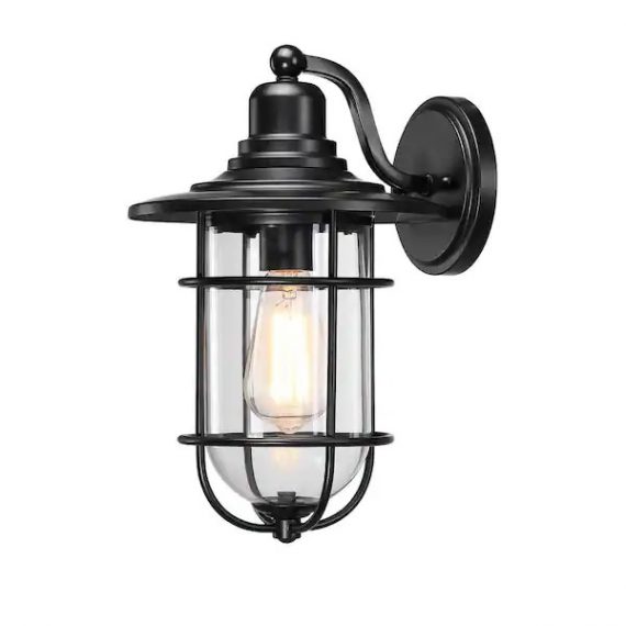 1-light-matte-black-outdoor-hardwired-wall-lantern-sconce-with-clear-glass-1-pack