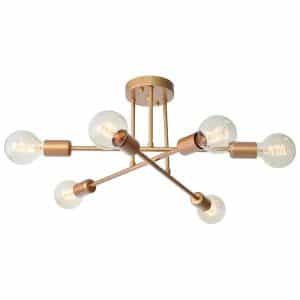 RRTYO YL002742GD Elektra 23.62 in. 6-Light Champagne Gold Semi-Flush Mount