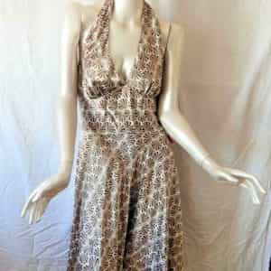 Alyn Paige Brown Sea Shell Pattern Halter Dress Size 9/10