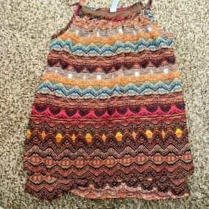Beautees Tank Top Size Small Brown Tribal Patten