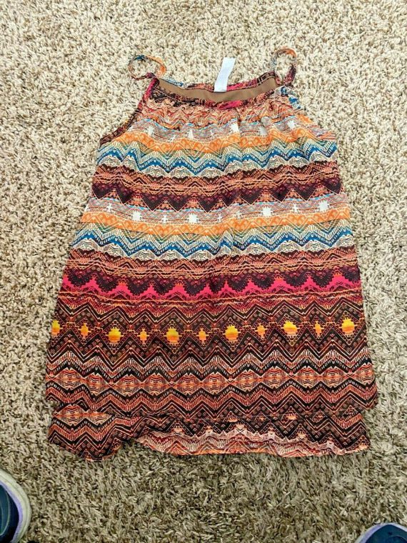 Beautees Tank Top Size Small Brown Tribal Patten
