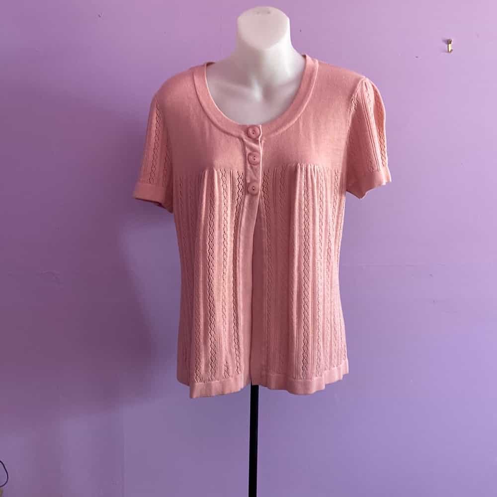 CB Design Pink Short Sleeve Sweater Size Large
