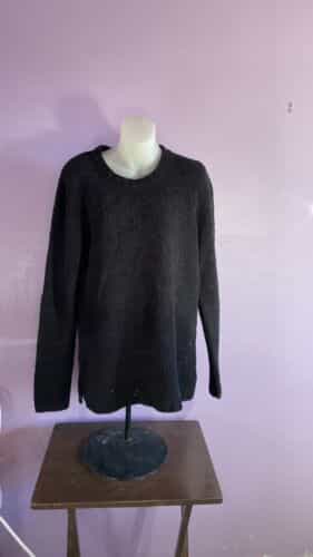 Denim &Co. Long Sleeve  Pullover Sweater Black