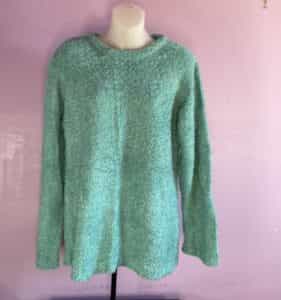 Denim & Co. Pullover Fuzzy Crew Neck Sweater Teal Size Medium