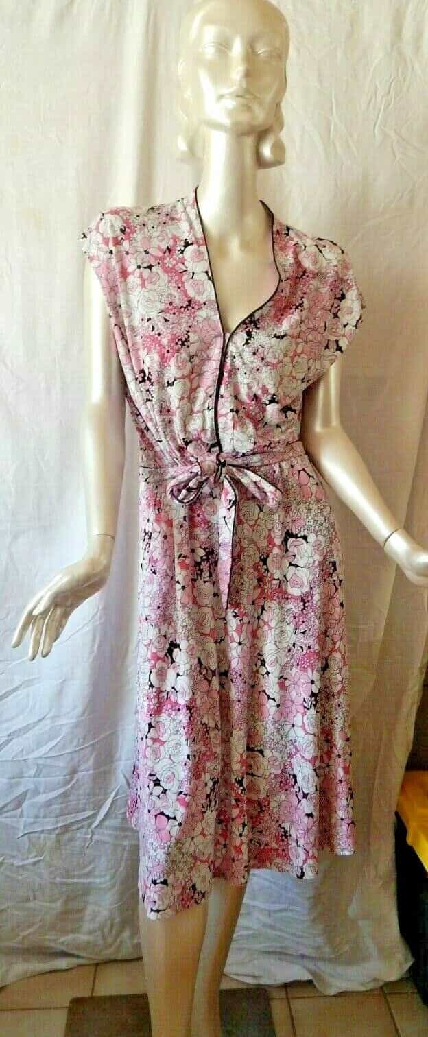 Dressbarn Black/White/Pink Sleeveless Floral Dress Size 14