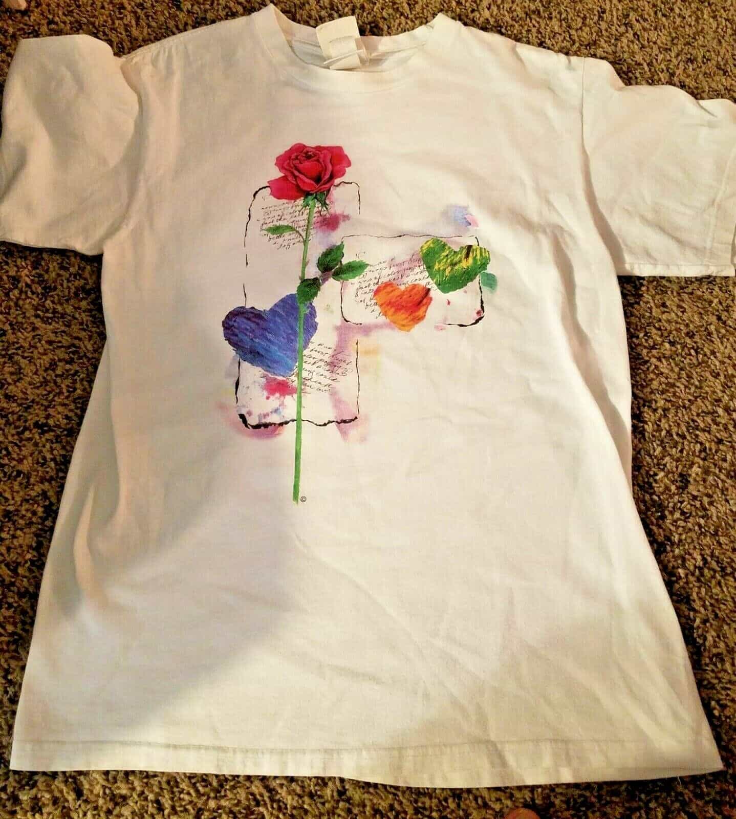 Earth Signs White Floral Tee Size Medium