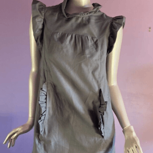 Emily Ryan Gray Sleeveless Ruffle Dress Size Large