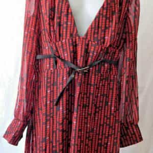 Frederick’s Of Hollywood Plunging V-Neck Red/Black Belted Dress Size 16