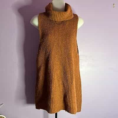 Free People Brown Cowl Neck Sleeveless Sweater Size Small