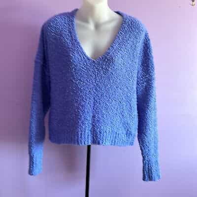 Free People Fuzzy Long Sleeve Periwinkle Sweater Size XS