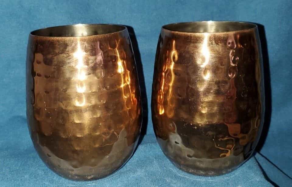 Hammered Copper Color Mugs vintage moscow mule stemless wine 