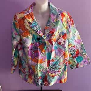 Investments Multicolored Button Down  Jacket Size 16W