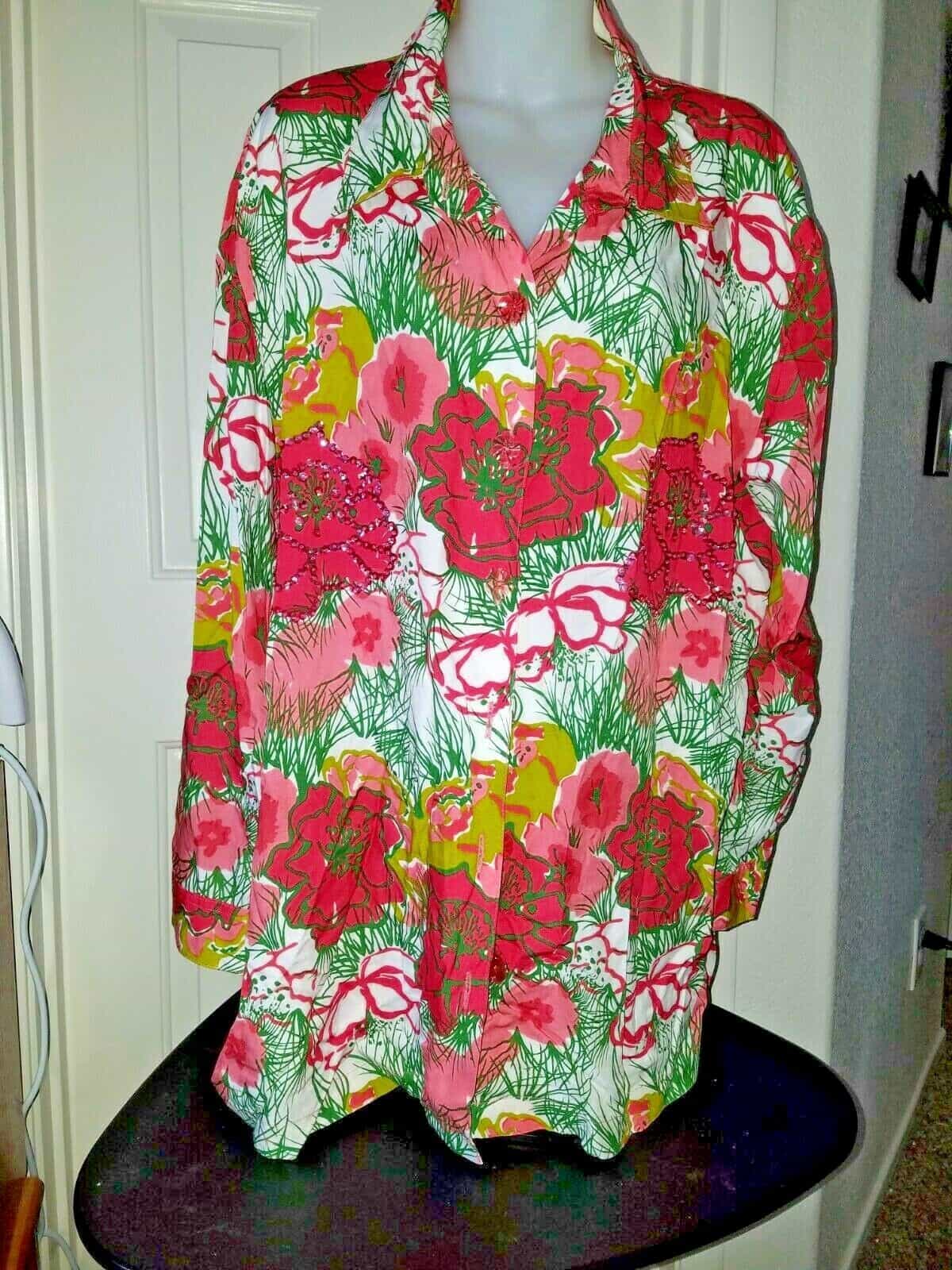 Jamie S Women’s Floral Print Blouse Size Large