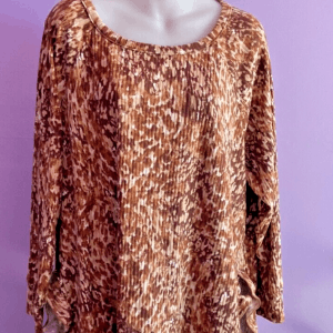 Kim & Cami Ribbed Splatter Print Long Sleeve Blouse Size XXL