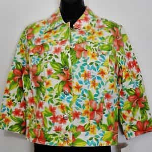 Liz Claiborne Floral Button Down Multicoloured Jacket Size M (271)