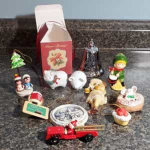 lot of christmas ornaments some vintage 11 pieces incl. hallmark, kurt adler etc