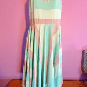 Maurices Strapless Dress Gray/Teal Stripe  Size M