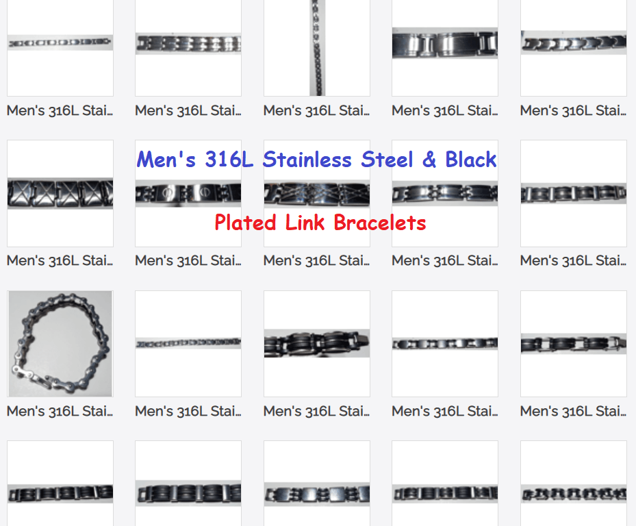 Men’s 316L Stainless Steel & Black Plated Link Bracelets