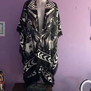 Nicole Miller Black and White Shawl/Cape One Size