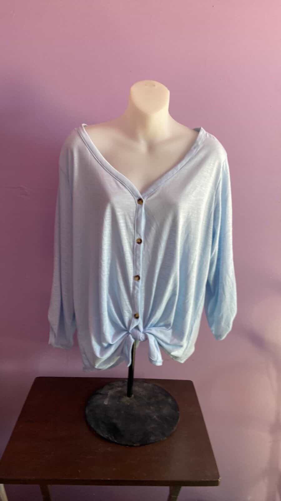 No Boundaries Pale Blue Open Back Long Sleeve Pullover Top Size XXL