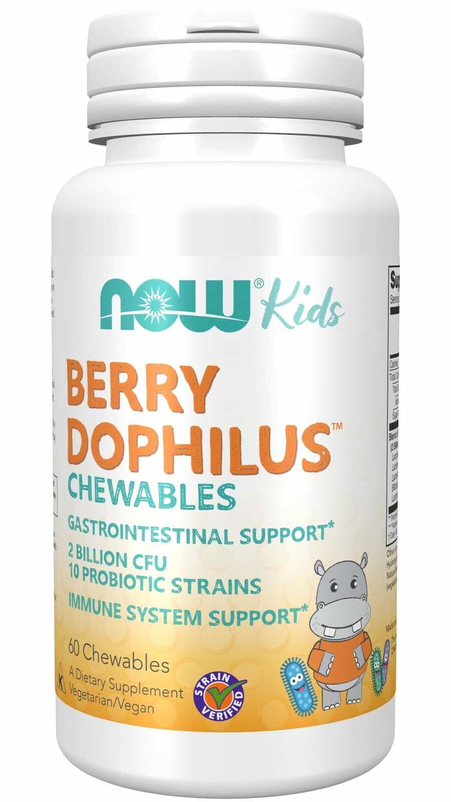 Now Kids Berry Dophilus Chewables 120 Immune System Support Probiotic GI Support