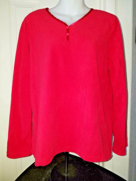 Oscar De La Renta Red Long Sleeve Top  Size Medium