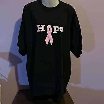 Pink Ribbon T-Shirt Size XXL “Hope” Black