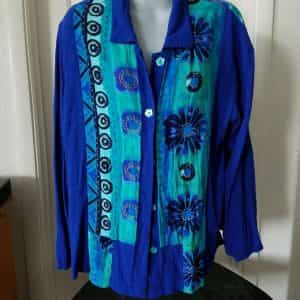 Royal Blue Long Sleeve Blouse Size XL