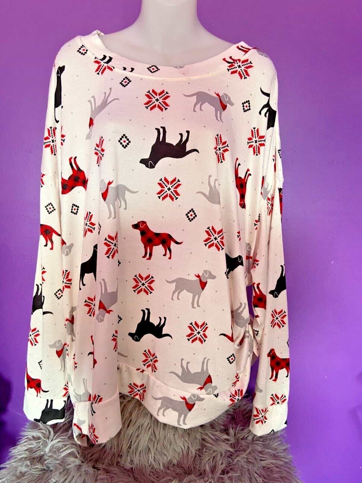 Secret Treasures Long Sleeve White with dogs Pattern Size 3X