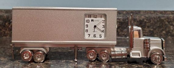 Semi Truck 18 Wheeler Diecast Clock Silver Metal Time piece