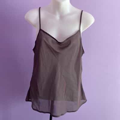 Sheer Polyester Tank Top Gray Size 12