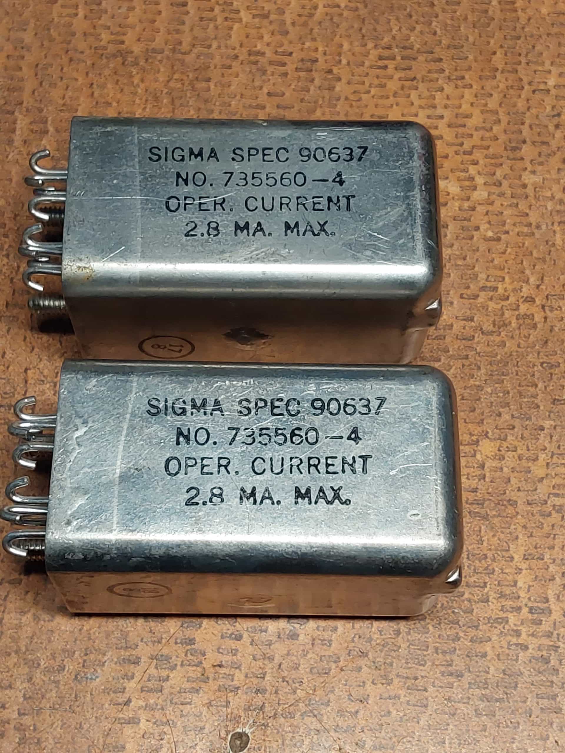 Sigma 90637 relay 735560-4 lot of 2