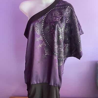 Studio Y off the Shoulder Purple and Black Blouse Size Small